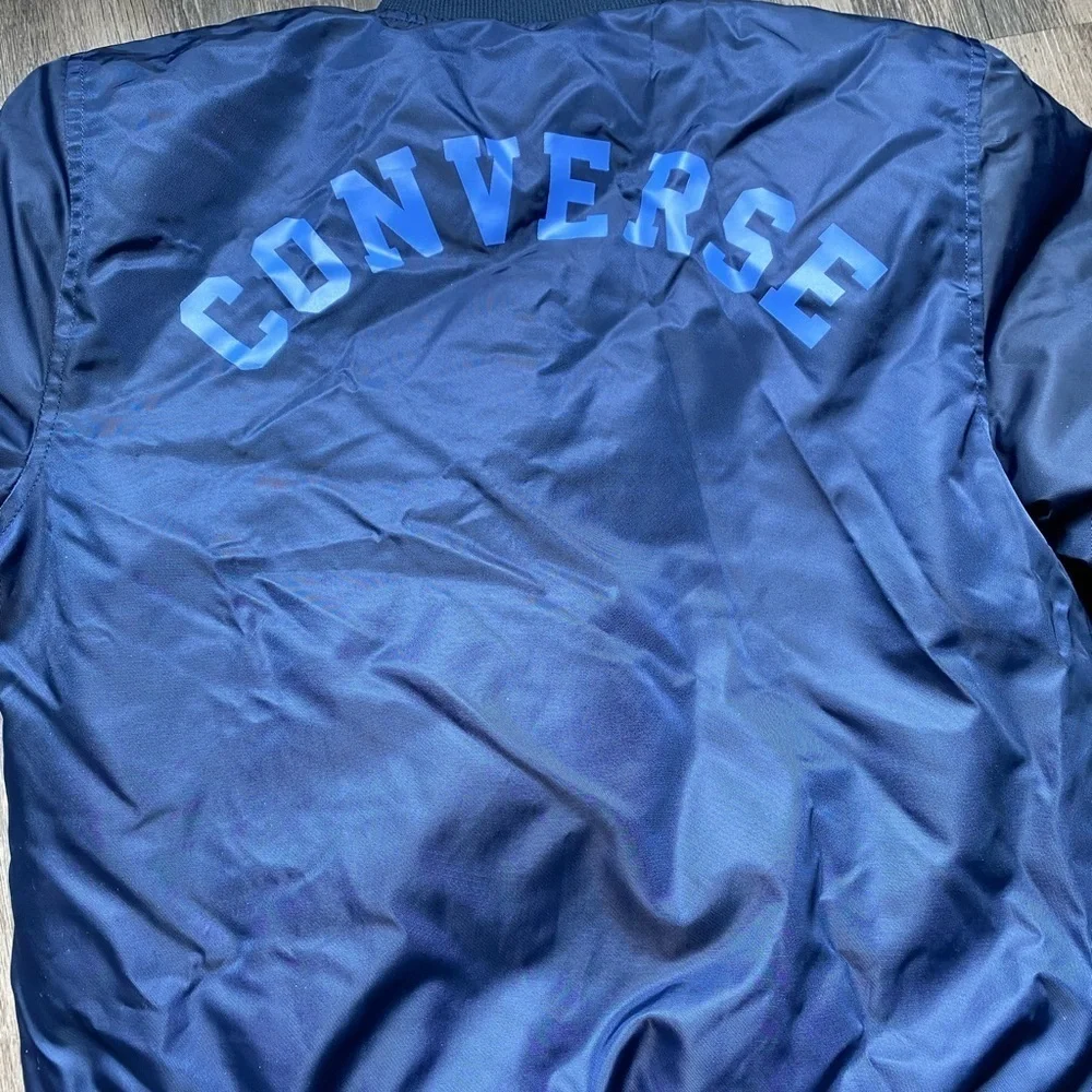 Converse Boys Varsity Bomber Jacket Navy Blue Puffer Sz M 10-12 Yrs Quilted